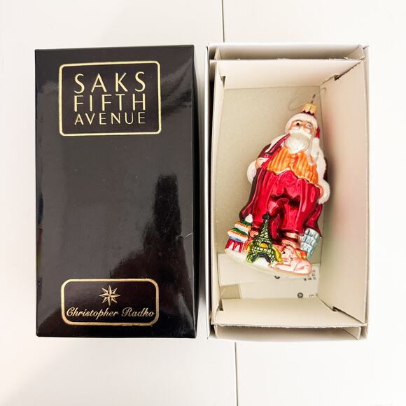 Christopher Radko 1998 Santa for All Nations Christmas Ornament Glass Saks Fifth - Picture 8 of 10